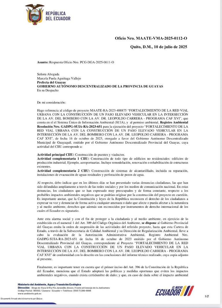 $!Gobierno suspende la obra municipal de la avenida del Bombero en Guayaquil por riesgo ambiental