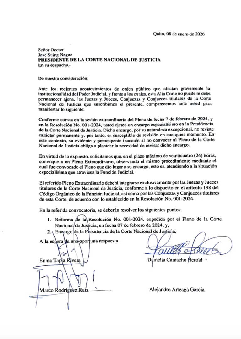 $!Documento enviado a José Suing.