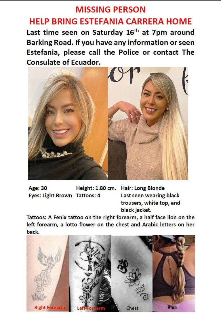 $!Ecuatoriana desapareció en Londres, fue vista por última vez el 16 de abril