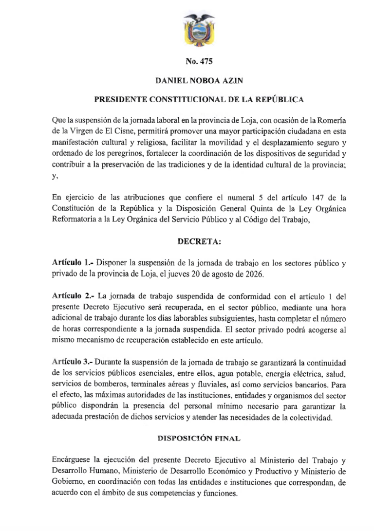 $!Decreto Ejecutivo 475.