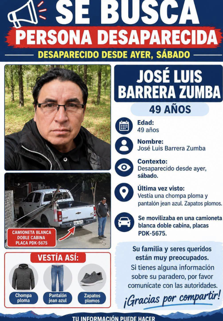 $!Datos sobre la desaparición de José Luis Barrera Zumba.
