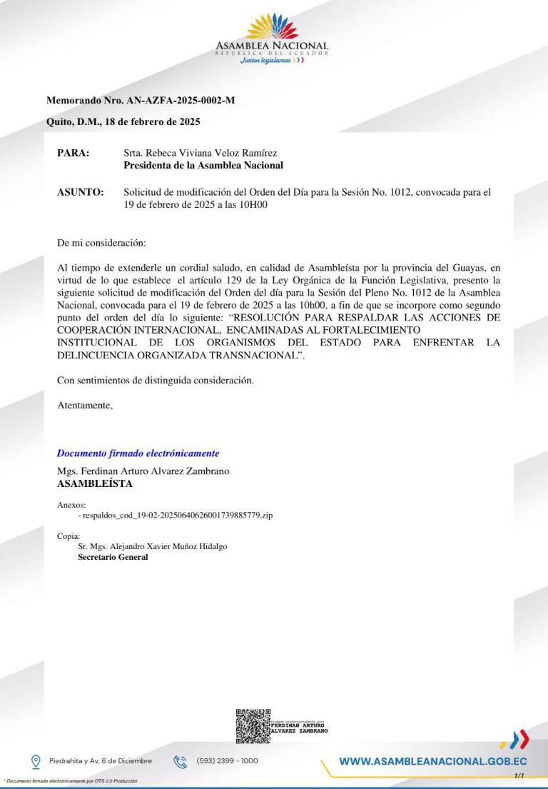 $!Solicitud del cambio del orden del día.