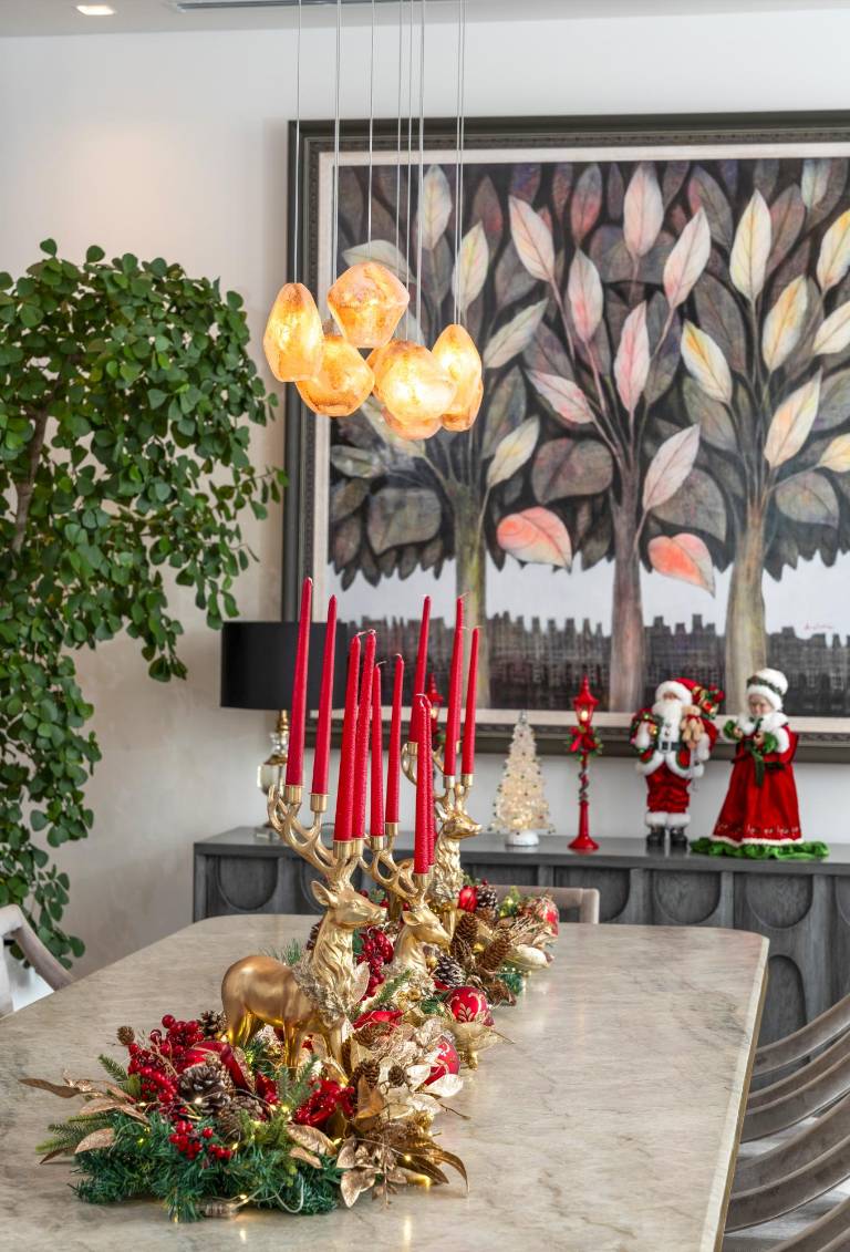 $!Centro de mesa navideño decorado por Michelle Coronel.