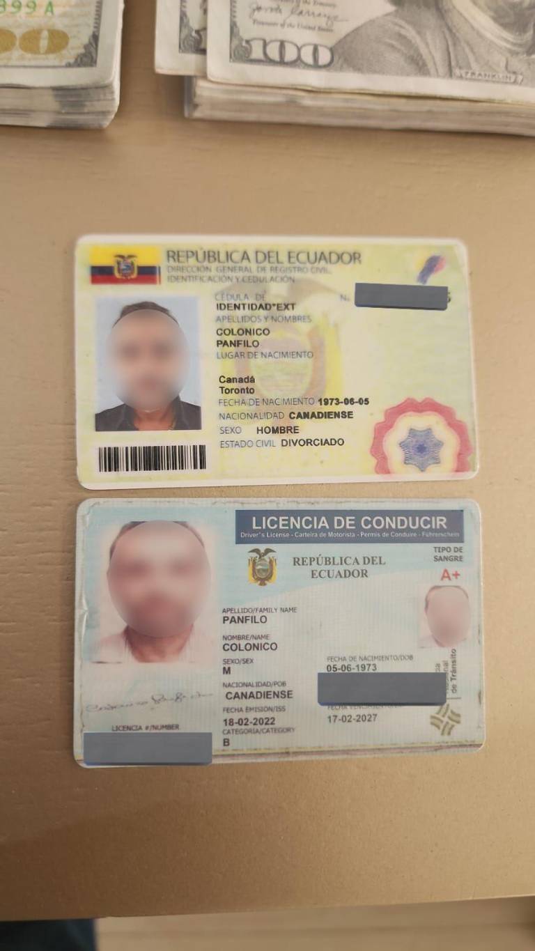 $!Fotografía que muestra la documentación ecuatoriana que poseía el detenido, en la que se precisa que es canadiense.