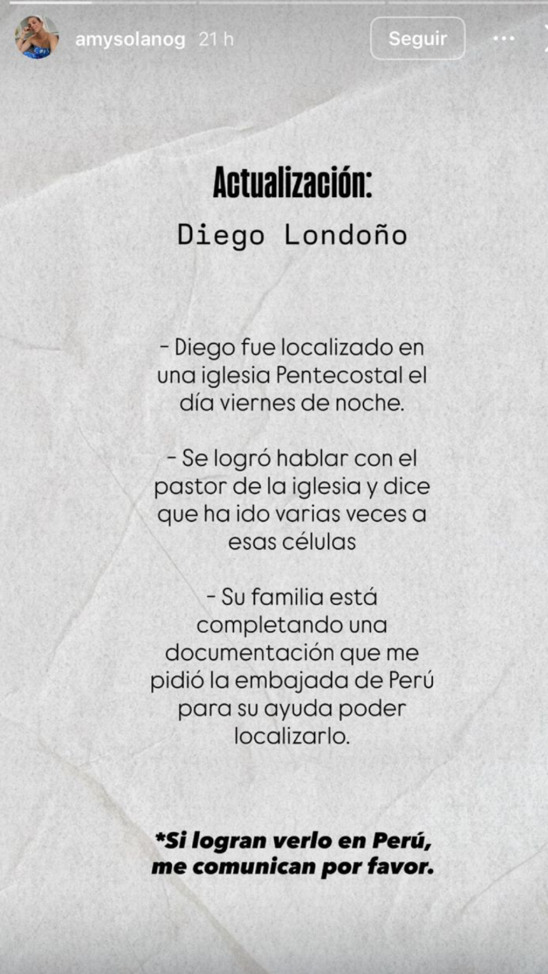 $!El hombre padece pérdida de memoria y fue visto recientemente en una iglesia en Perú.