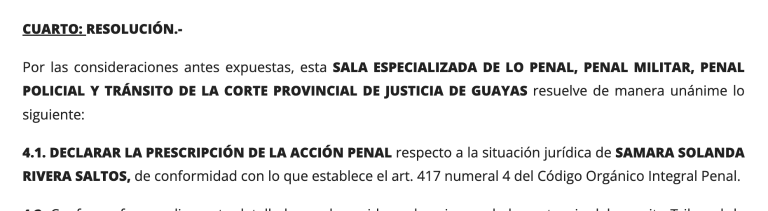 $!Resolución de la Sala del Guayas.