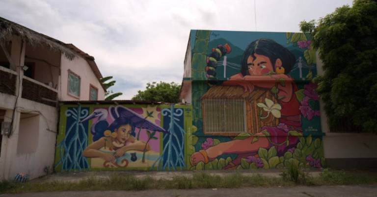 $!Mural en los exteriores de una institución educativa en Manglaralto.