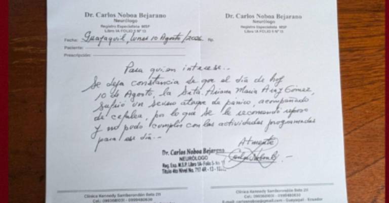 $!Certificado médico de Ariana Aray.