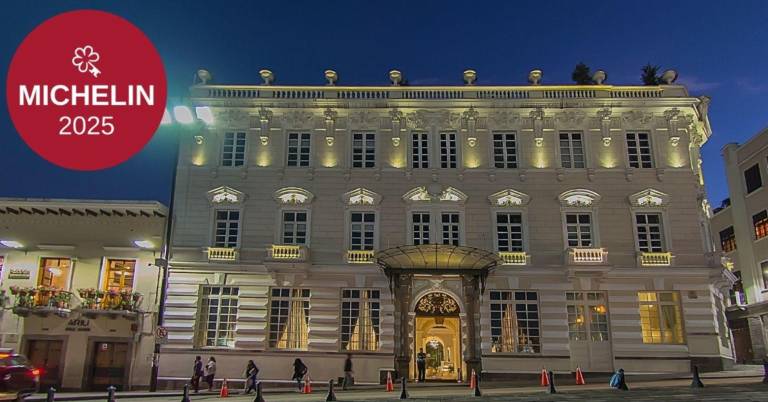$!Imagen del Hotel Casa Gangotena en la que se luce el logo de Una Llave Michelin.