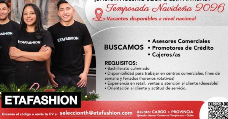 $!Ofertas laborales en Etafasion.