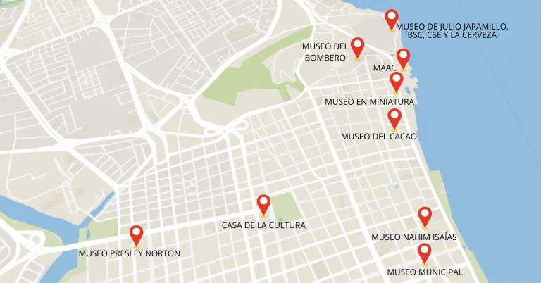 $!Mapa del centro de Guayaquil, con sus museos.
