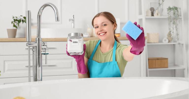 $!Puedes usar la mezcla de bicarbonato y sal para limpiar otras superficies del baño, como la bañera, los azulejos y las llaves de agua.