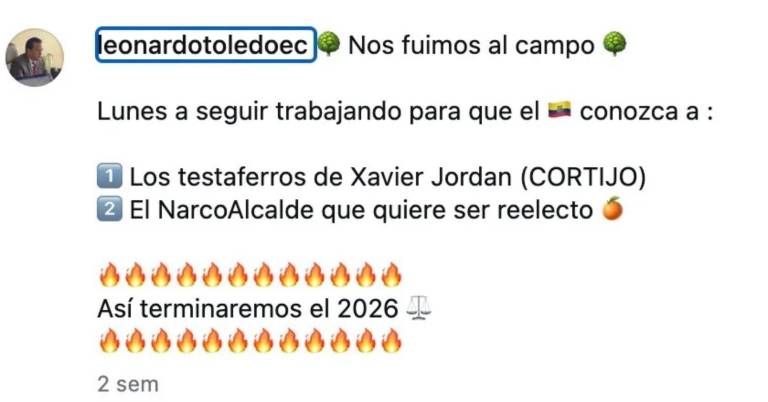 $!Última publicación de Leonardo Toledo en Instagram.