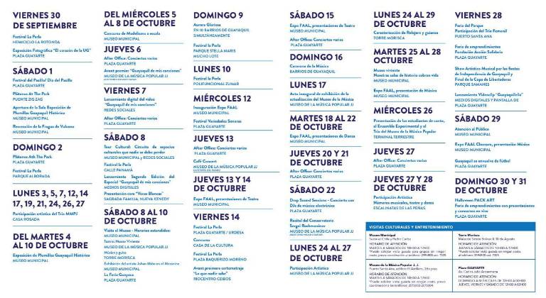 $!Agenda de eventos por las fiestas octubrinas 2022 en Guayaquil