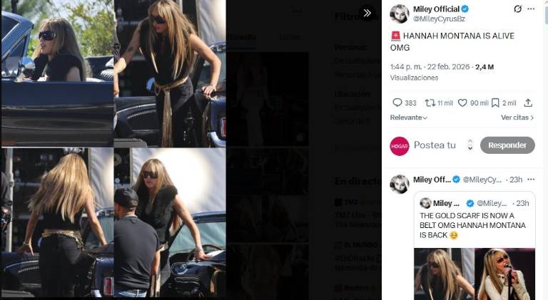 $!Miley Cyrus caracterizada como Hannah Montana durante grabaciones en Malibú, Estados Unidos.