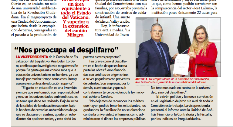 $!Yachay: un proyecto creado en el país equivocado