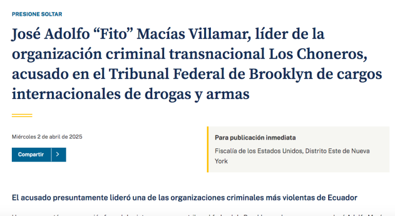 $!Informe sobre acusaciones del Tribunal Federal de Brooklyn contra alias Fito.
