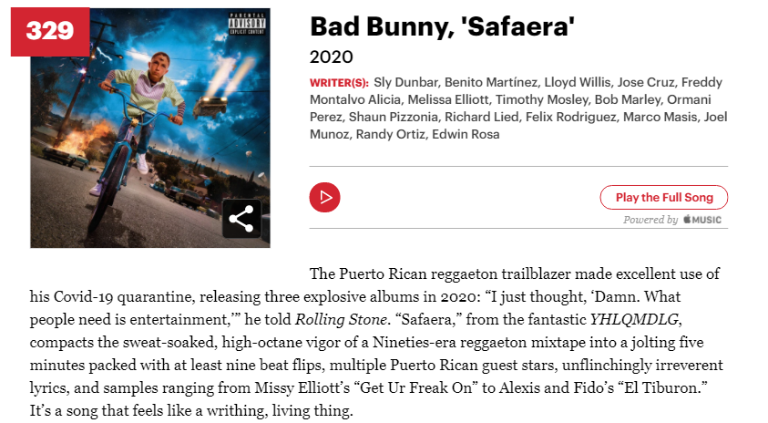 $!Posición de 'Safaera' en la lista publicada por Rolling Stone.