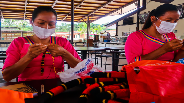 $!NAPO. La elaboración de artesanías es una de las actividades elegida por mujeres de esta provincia para aportar económicamente en su hogar.