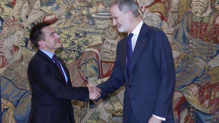 $!El rey Felipe VI recibió a Daniel Noboa en Madrid pese al apagón eléctrico en España