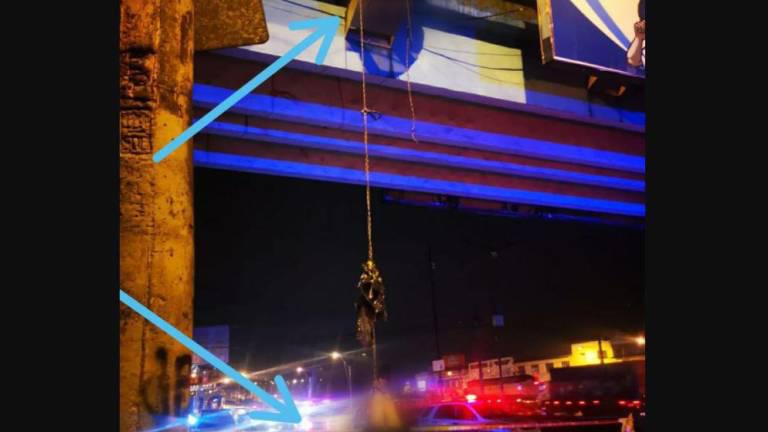 Asesinato al estilo de carteles mexicanos en Durán: aparecen dos cadáveres colgados en un puente peatonal