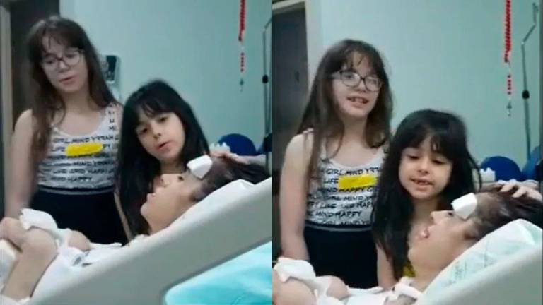 $!El emotivo momento en el que las hijas de Thais la visitan durante su recuperación.