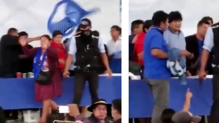 El momento en que una lluvia de sillas golpeó a Evo Morales: se aviva el descontento dentro de su partido