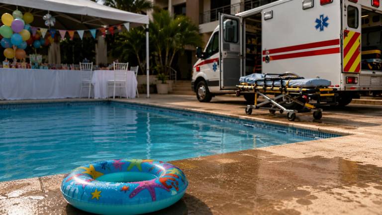 Niño de 7 años fallece tras caer a una piscina durante una fiesta infantil en Manta, Manabí