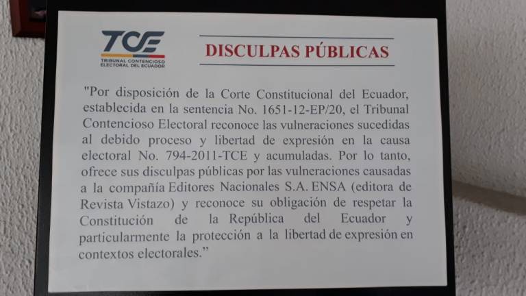 Tribunal Contencioso Electoral pide disculpas públicas a Revista Vistazo