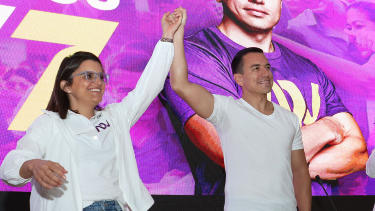 Resultados definitivos confirman la reelección de Noboa y de su vicepresidenta electa María José Pinto.