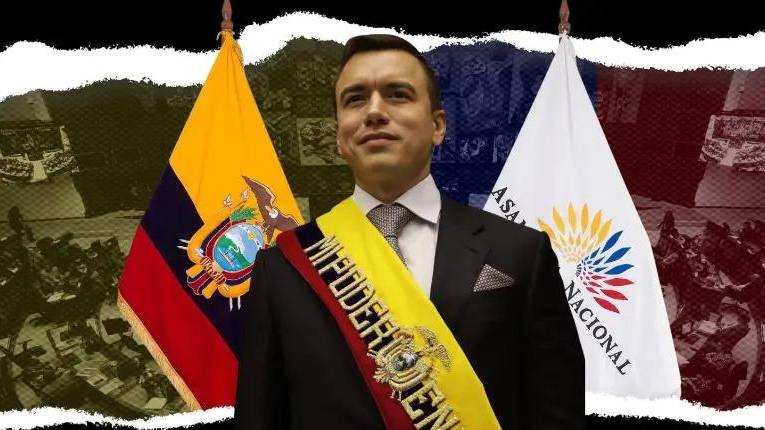 Composición de Daniel Noboa en la Asamblea Nacional en el contexto del Informe a la Nación.