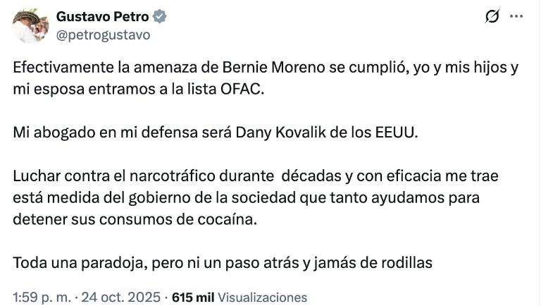 $!El trino de Petro en X.