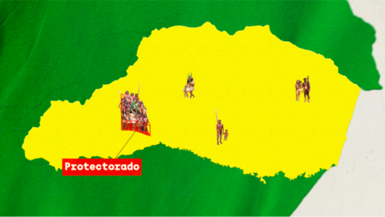 $!En amarillo el territorio ancestral waorani que tenía más de dos millones de hectáreas, entre las provincias de Orellana y Pastaza.