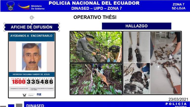 Encuentran osamentas y ropa de un ciudadano reportado como desaparecido en Loja