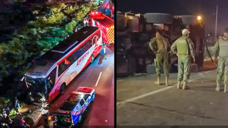 Tragedia en la vía a la Costa: choque entre bus y camión militar deja un uniformado y un chofer fallecidos