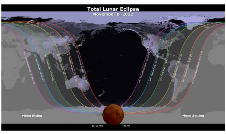 $!El último eclipse lunar del 2022 podrá ser visto mañana desde Ecuador