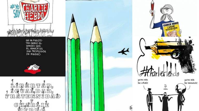 Caricaturistas del mundo rinden homenaje a sus colegas del Charlie Hebdo
