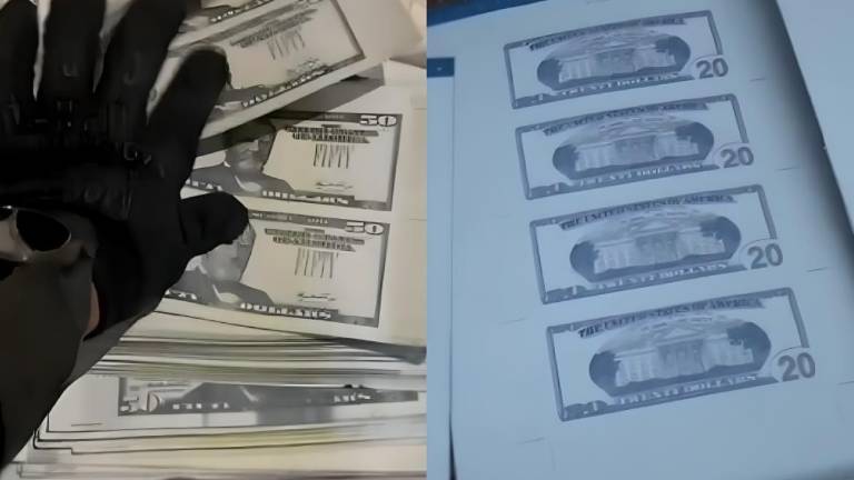 Dólares falsificados en una imprenta ilegal.