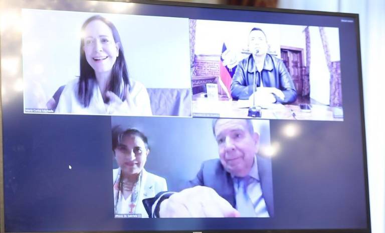 $!Reunión virtual entre el presidente Noboa y María Corina Machado.