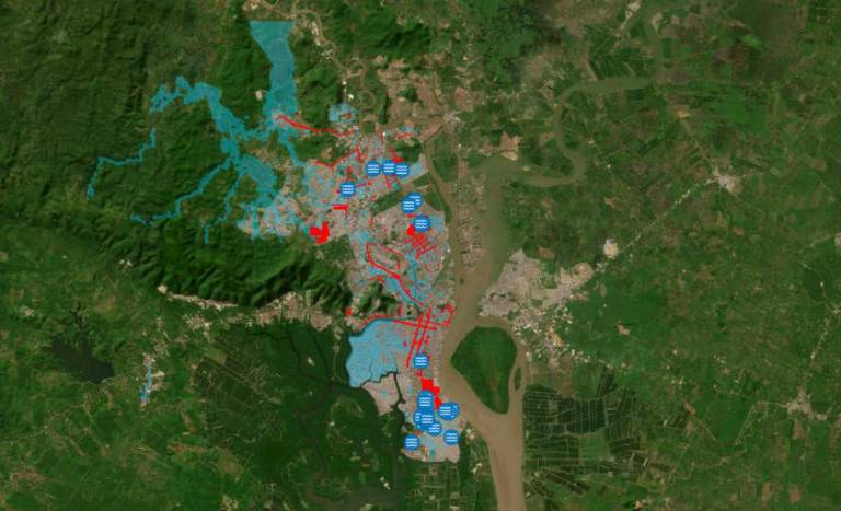 $!Mapa de Segura EP en el que se observan las zonas con más probabilidades de inundaciones en Guayaquil.