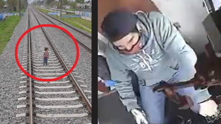 Video capta instante en que un niño se salva de ser arrollado por un tren mientras paseaba por las vías