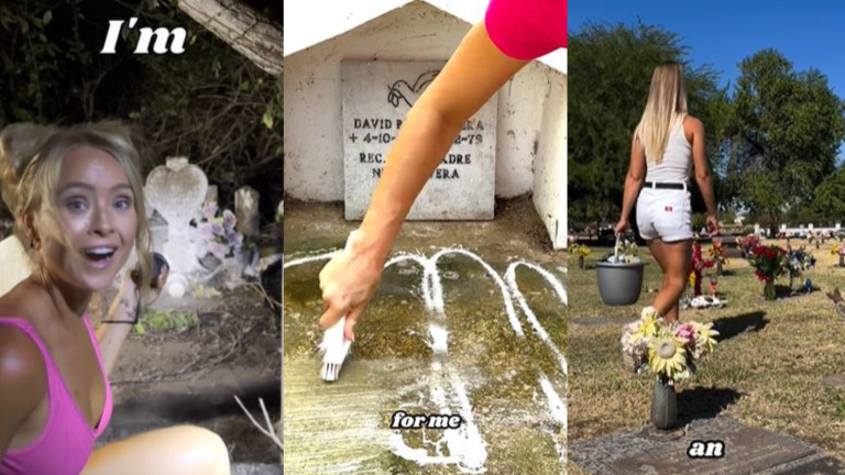 Tiktoker se vuelve viral por limpiar tumbas abandonadas sin permiso y enciende un debate de redes sociales