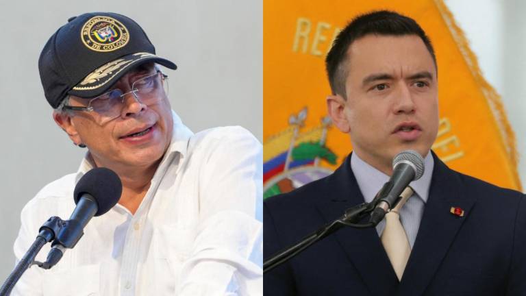Combo de fotografías del presidente de Colombia, Gustavo Petro, y el mandatario ecuatoriano Daniel Noboa.