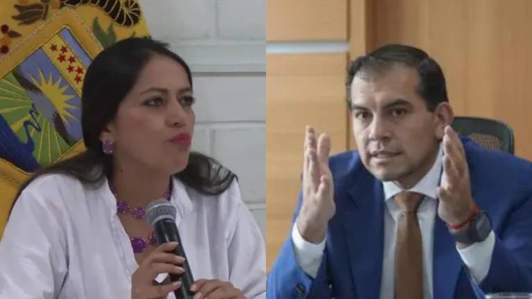 Combo de fotografías de la prefecta de Pichincha, Paobla Pabón, y el ministro del Trabajo, Harold Burbano.