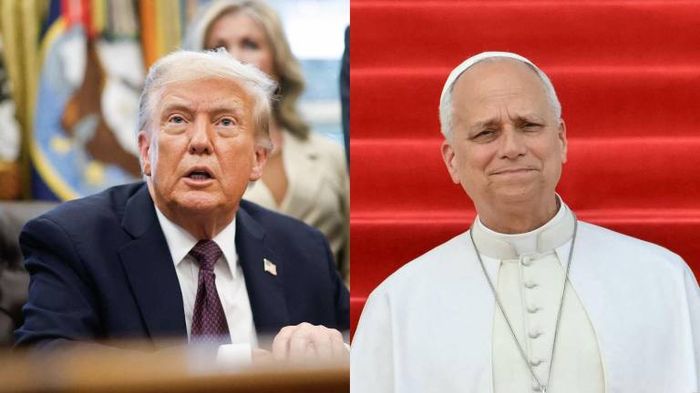 Combo de fotografías que muestran al presidente de Estados Unidos, Donald Trump, y al papa León XIV.