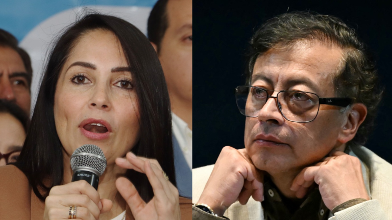 Combo de fotografías que muestran a la excandidata presidencial ecuatoriana, Luisa González, y al exmandatario de Colombia, Gustavo Petro.