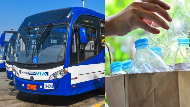 Botellas de plástico por pasajes de bus en Guayaquil