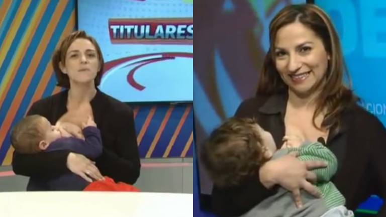 Presentadoras argentinas dan de lactar a sus bebés en vivo