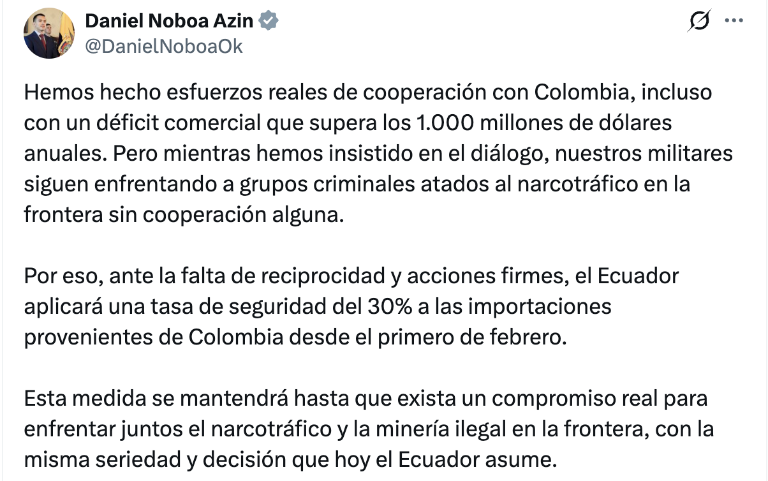 $!El mensaje de Noboa.