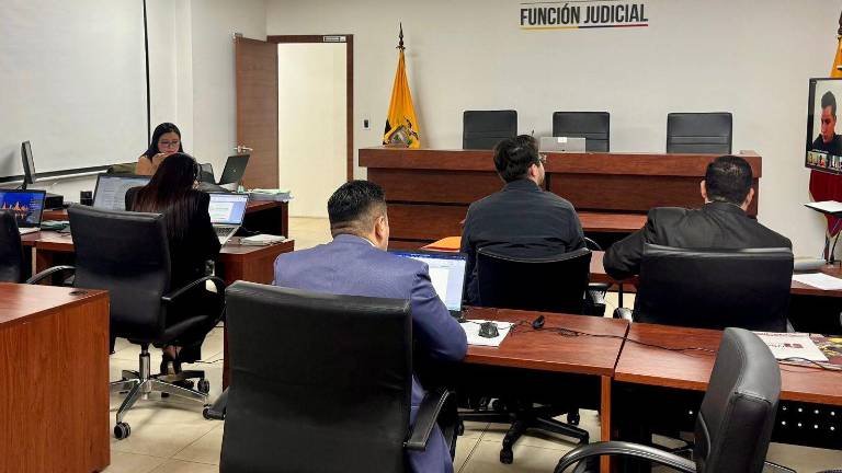 La imagen corresponde al lugar en el Complejo Judicial Norte de Quito, donde se instala la audiencia de juicio en el caso Blanqueo Fito.